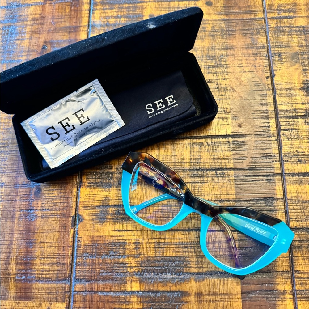 SEE Eyewear Aqua and Tortoise Frames Style 6052
